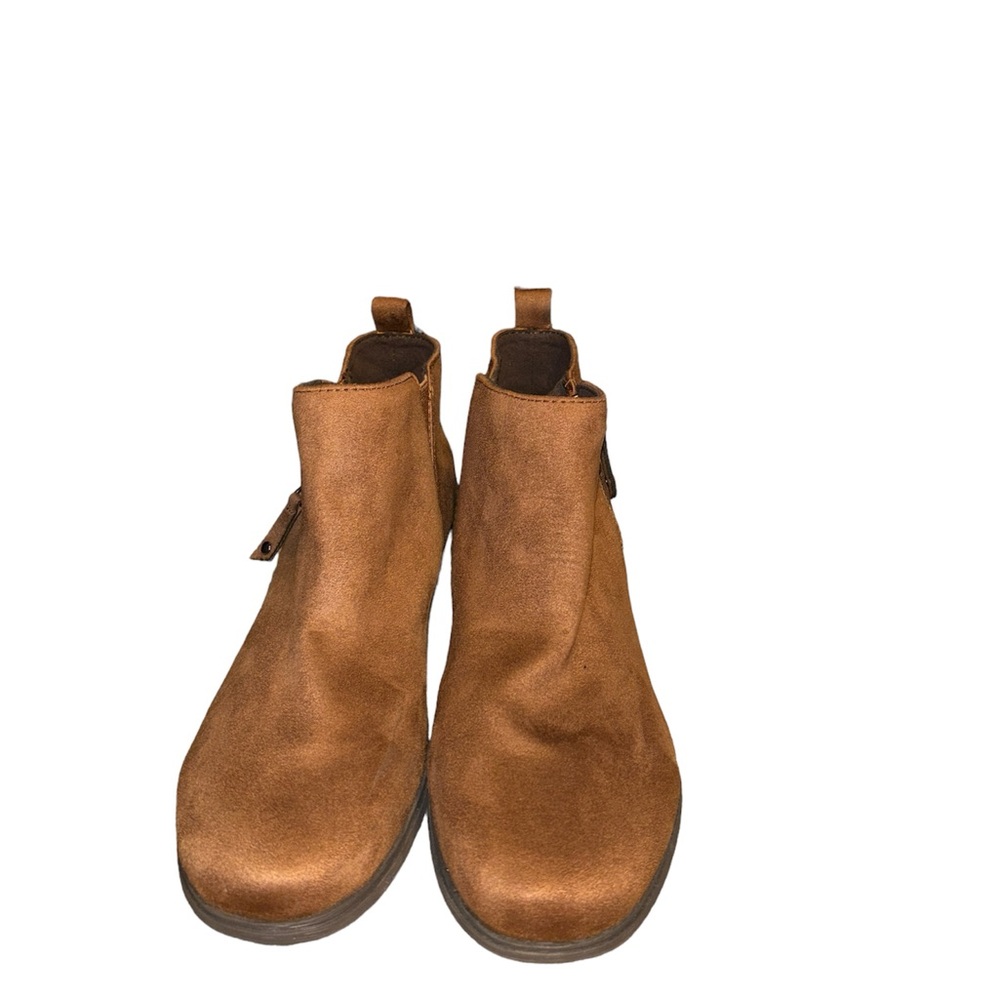 Easy Spirit Women Suede Wedge Ankle Boots Booties size 8 Brown Side Zipper